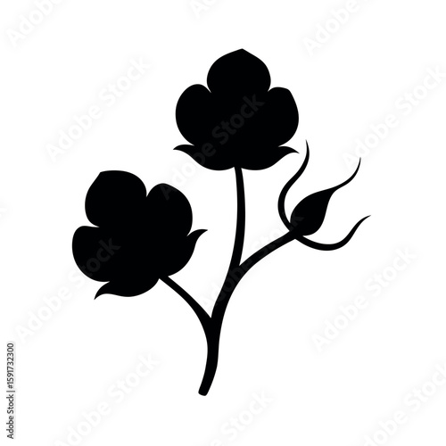 Detailed cotton branch with fiber bulb design Line Art Vector illustration