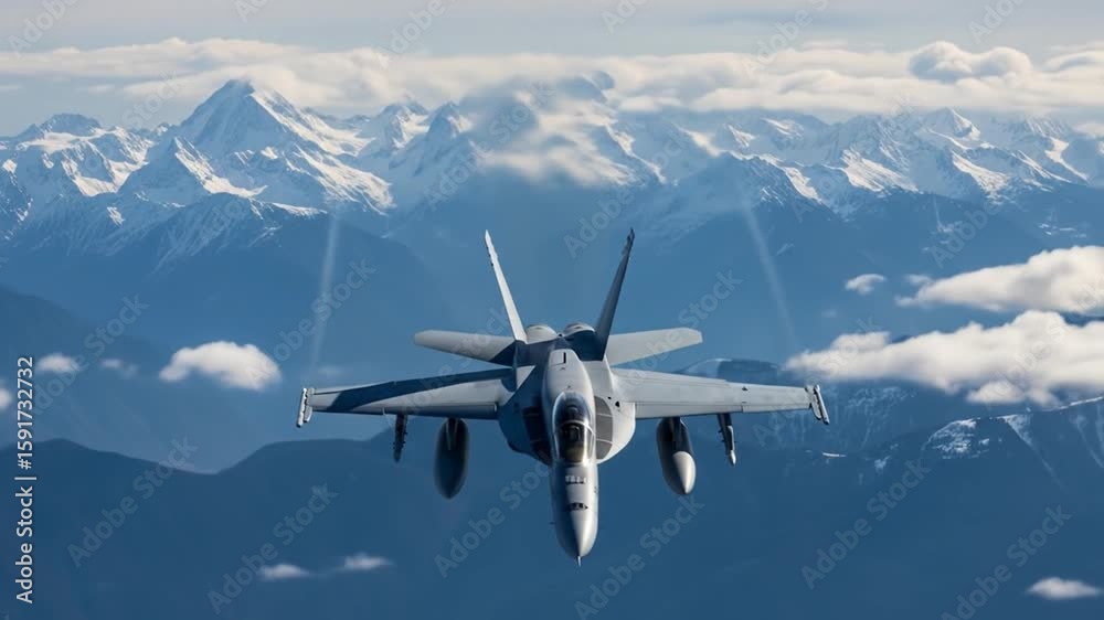 Military jet in flight over snowy mountain range aerial view of aircraft majestic snowy landscape background high altitude photography of fighter jet aviation and nature theme Military jet in flight over snowy mountain range aerial view of aircraft majestic snowy landscape background high altitude photography of fighter jet aviation and nature theme