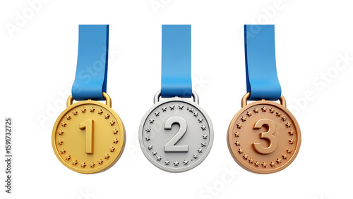 gold silver and bronze medals,First, Second, and Third Place Medals – Realistic Vector Design
