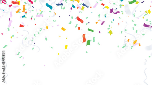 Brightly Colored Confetti and Streamers Joyfully Falling from Above Celebration Frame Bursting with Happiness Vibrancy and Overflowing Energy Perfect