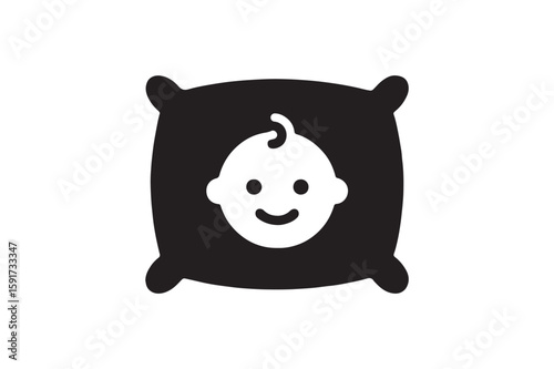 Baby Pillow icon silhouette vector with white background