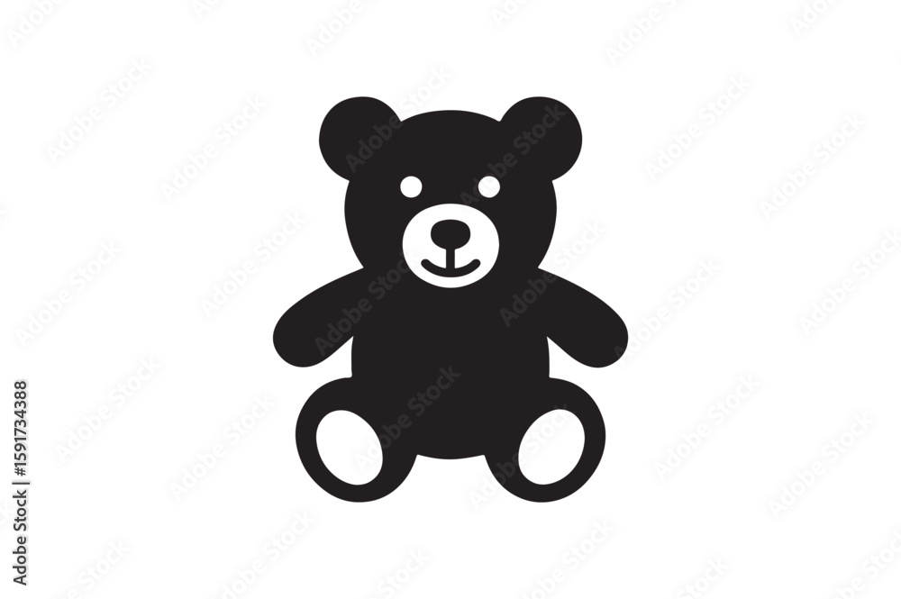 Naklejka premium Baby Soft Toy icon silhouette vector with white background