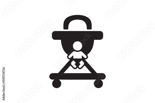 Baby Walker Symbol icon silhouette vector with white background