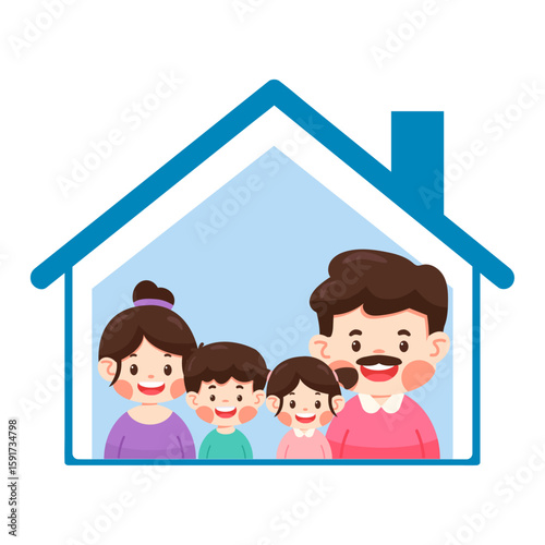 Family Staying Safe Together at Home