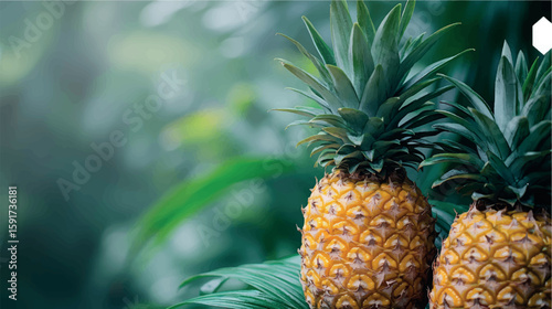 Pineapple isolate close-up. Orange juice. Pineapple banner. Pineapple slices. Tropical fruit.	