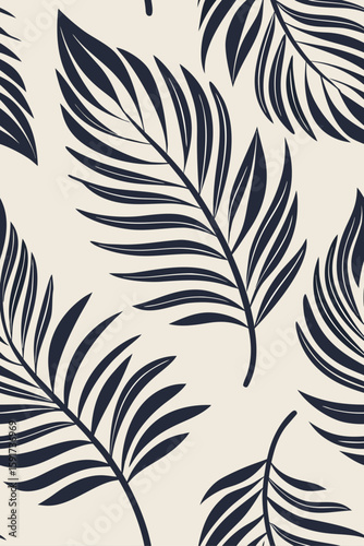 Dark Palm Leaves Pattern tropical seamless