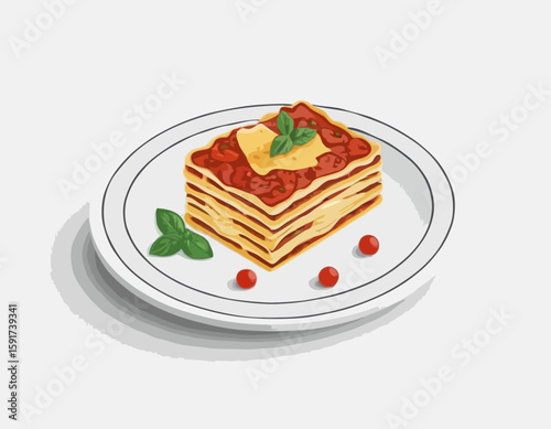 Portion de lasagne sur plaque blanche