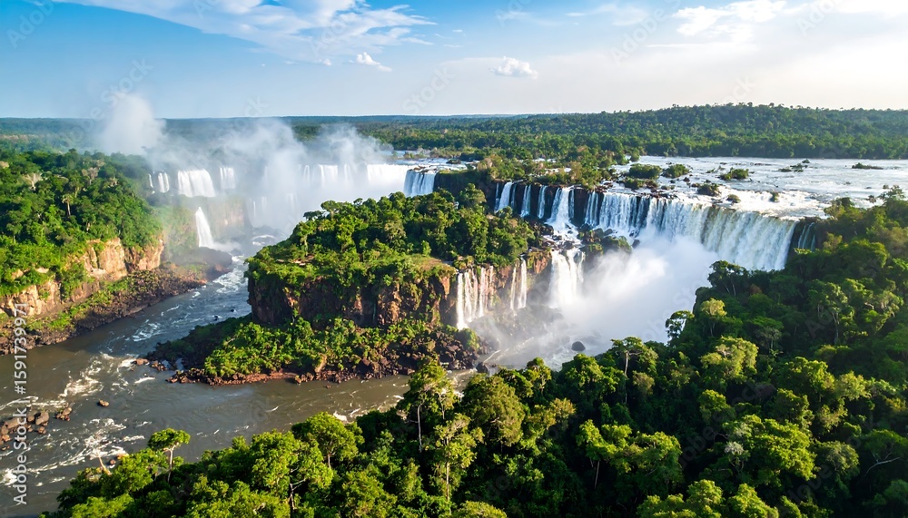Fototapeta premium Panoramic view of Iguazu Falls