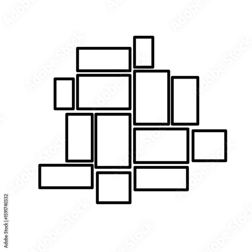 Frame Collage icon, Photo collage. Frame for photos, pictures, parts, illustrations. Mood board concept. Template design for board and branding presentation. Poster frames mock up. 