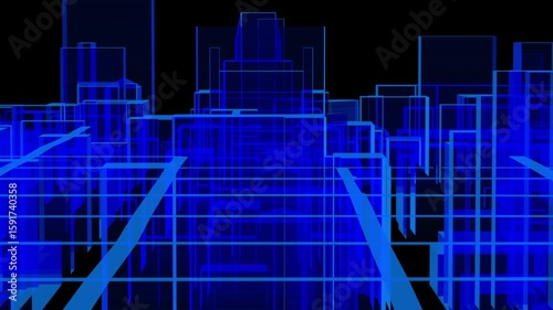 the silhouette of the city, a hologram for the background