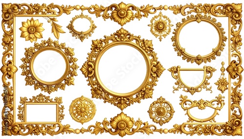 Gold ornate frames and decorative elements