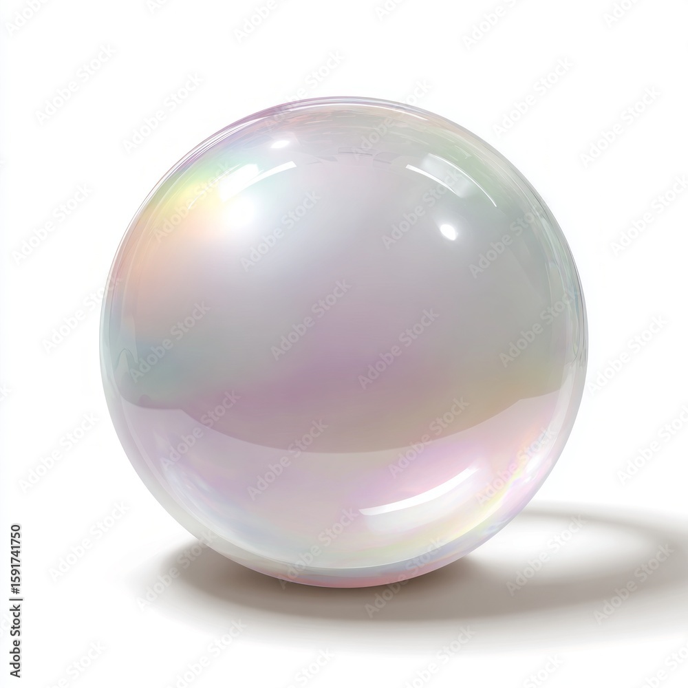 Obraz premium A single crystal ball- sphere glowing with soft light on white background