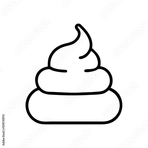 Cartoon icon of poop with swirling top on a transparent background  