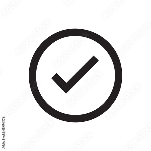 A black checkmark inside a circle on a white background.