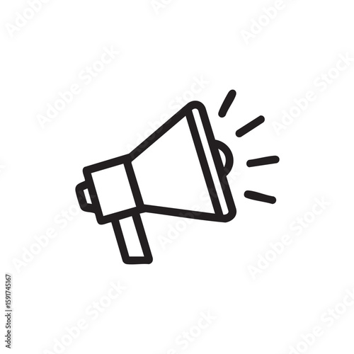 A black and white outline icon of a megaphone.
