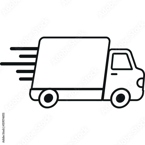 Fast Delivery Truck Icon, Speedy Van, Cargo Transportation Illustration