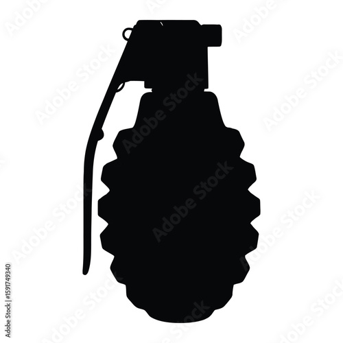Black silhouette of a hand grenade on a white background weapon explosive