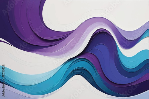 Abstract Purple And Blue Ocean Waves Painting