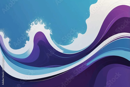Abstract Purple And Blue Ocean Waves Painting