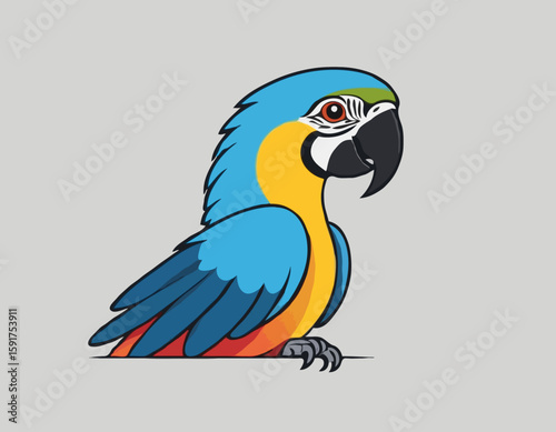 A cartoon Macaw with its wings spread