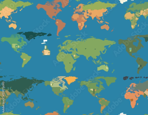 Pixel Earth. Globe world map in color and silhouette pixel art 8 bit style, oceans and continents. Earth planet for retro game and eco concept. Vector isolated icons