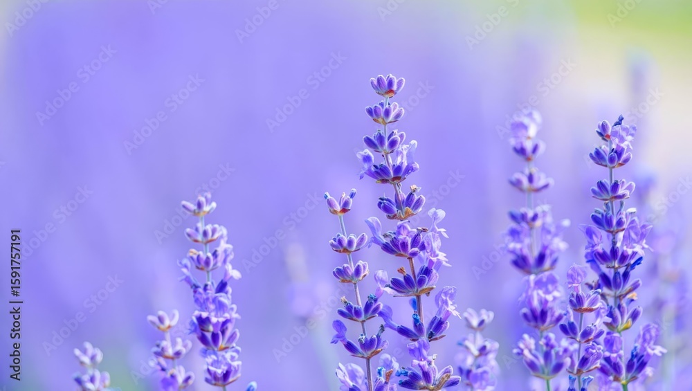 Fototapeta premium Lavender flowers closeup, macro shot with blurred background for copy space for text and advertising.