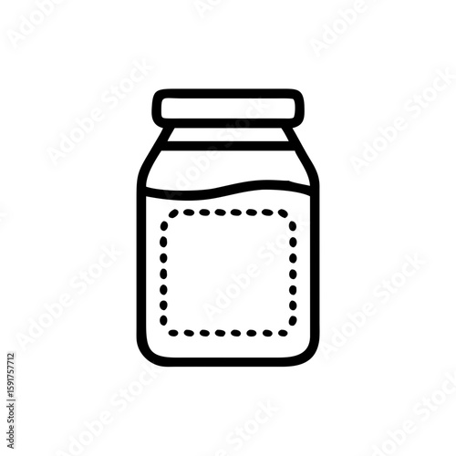 Vector outline illustration of a jar for labeling and packaging solutions in food industry