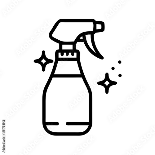 Vector outline illustration of a spray bottle perfect for cleaning services and household use