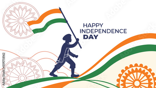 Indian independence day child carrying flag