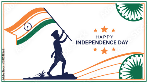 Indian independence day flag holder silhouette
