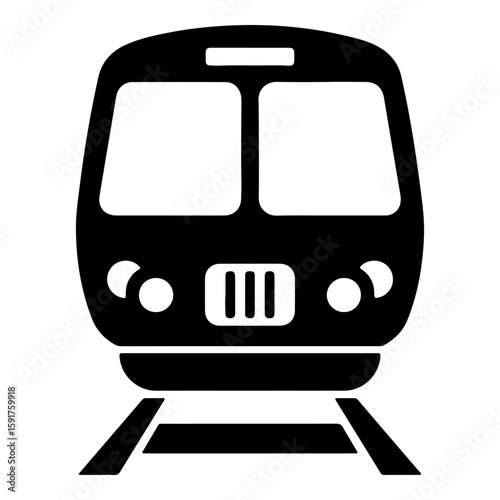 Train icon front view representing public railway transportation