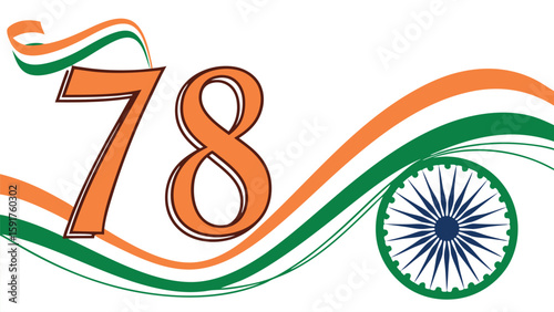Patriotic numerical illustration with orange white and green waves
