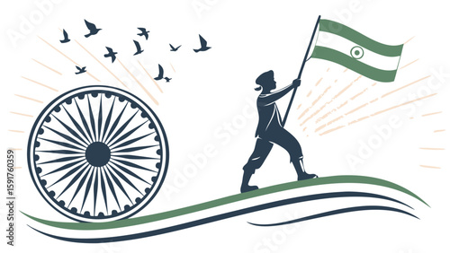 Person carrying flag graphic design