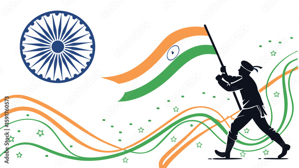 Fototapeta premium Person carrying national flag illustration