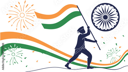 Silhouette flag bearer celebration