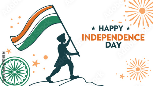 Silhouette flag bearer independence celebration