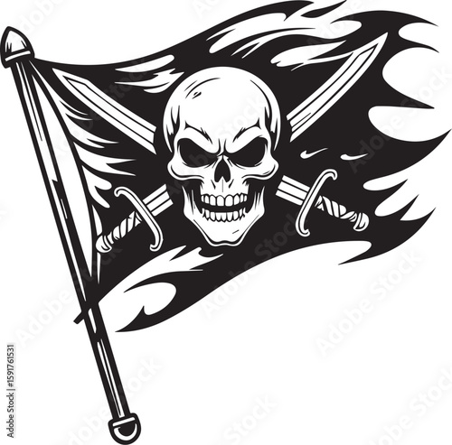 Pirate Flag: Symbolizing the timeless essence of piracy with the classic skull and crossbones design. It invokes a sense of adventure, danger, and rebellion.