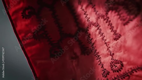 Red fabric with intricate pattern