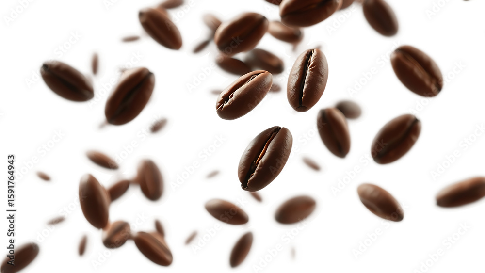 Coffee beans flying isolated on isolated background isolated on white background Coffee beans flying isolated on isolated background isolated on white background