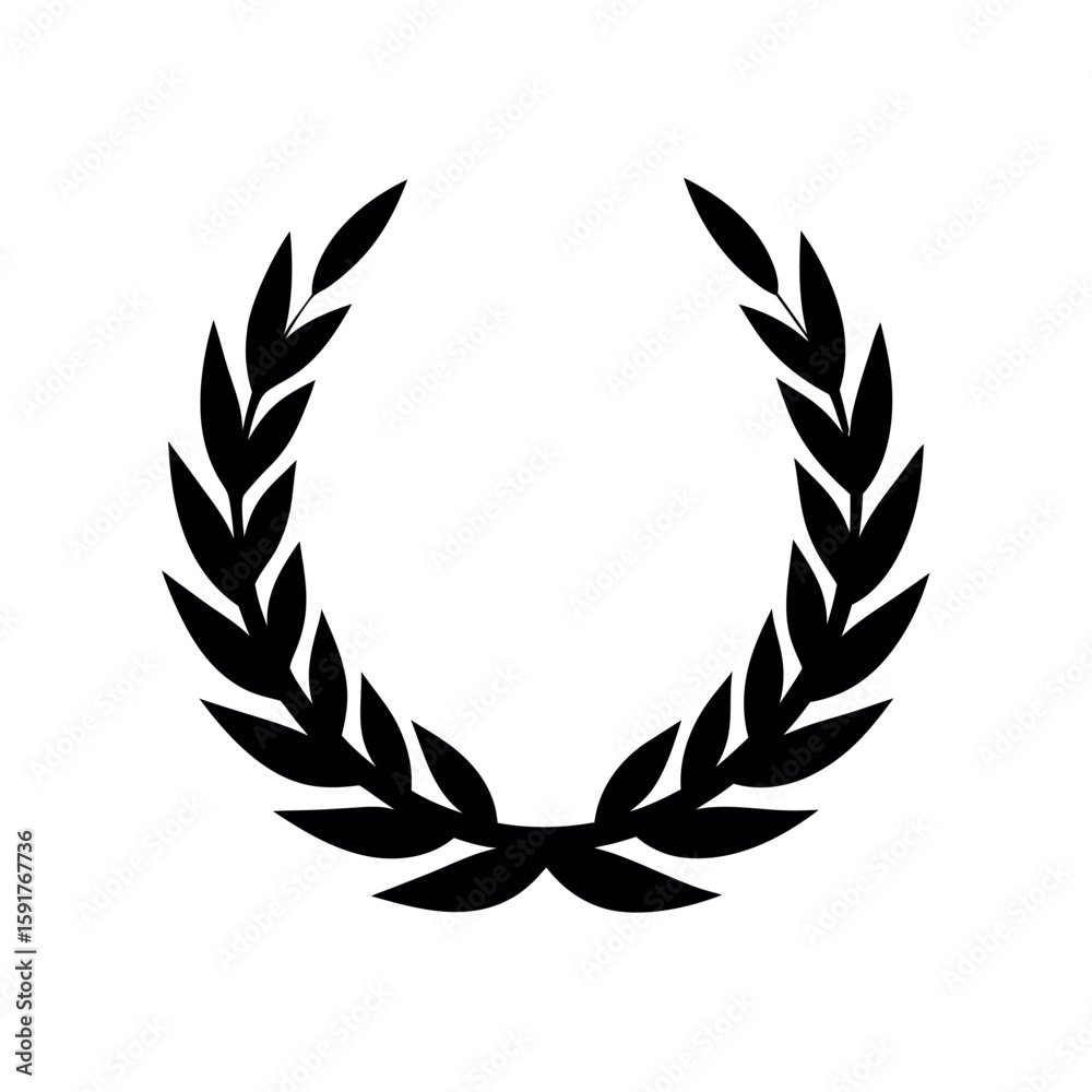 Half circle laurel wreath with classic elegance Line Art Vector illustration Half circle laurel wreath with classic elegance Line Art Vector illustration