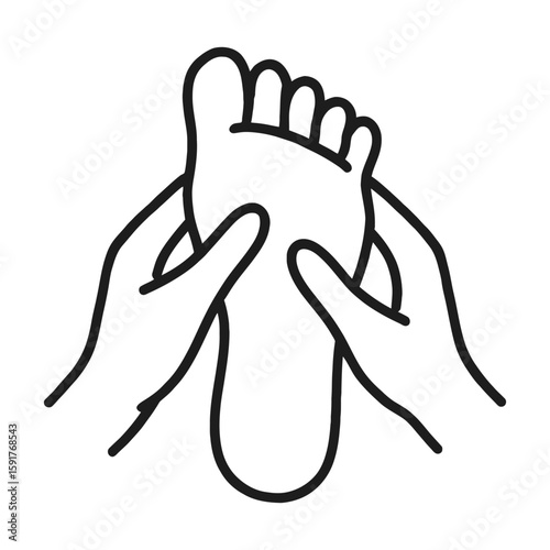 Reflexology foot massage icon with hands therapy illustration