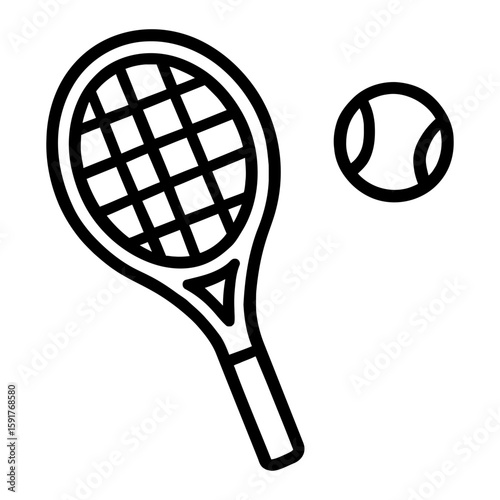 Tennis racket and ball icon for sport game competition