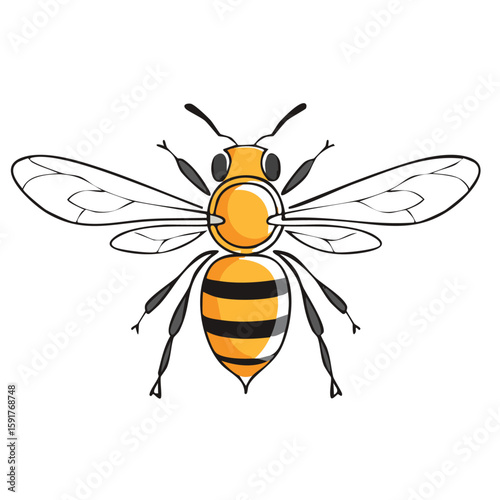 Flying Bee Continuous One Line Drawing – Minimalist Honey Bee Vector Illustration

