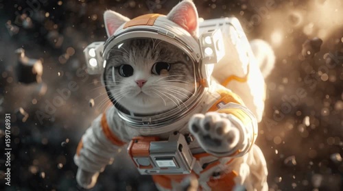 Cute cat astronaut in space suit