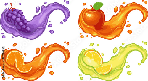 Vector illustration of an abstract colorful background with water wave and floral elements