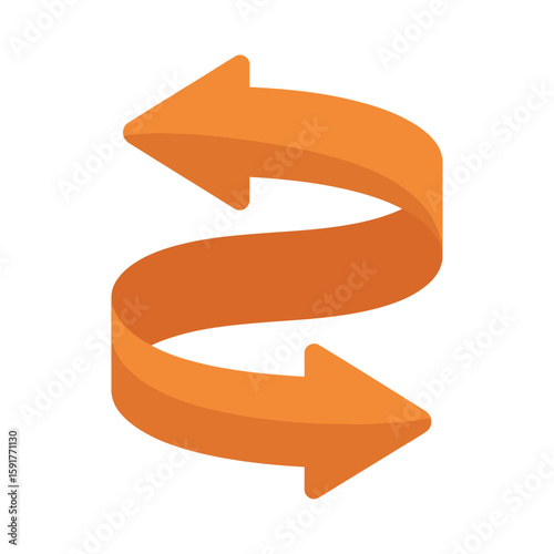 Orange s shaped curved arrows indicating exchange or movement in opposite directions
