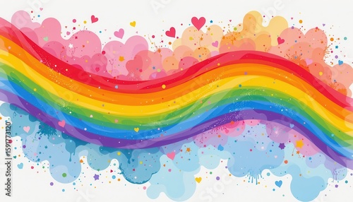 a hand drawn lgbt pride background with watercolor rainbow sweeps, with folded canvas texture, suitable for lgbtq+ wellness guides.