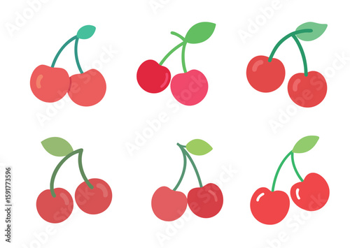 Cherry Vector, Cherry Icon Set