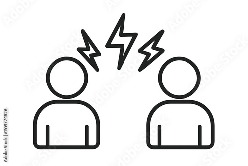 Two people arguing with lightning bolts representing conflict  
