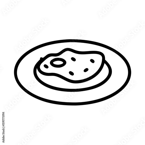 A top-down isometric icon of food on a dish — possibly rice or pasta. Represents meals, cooking, nutrition, or culinary topics.